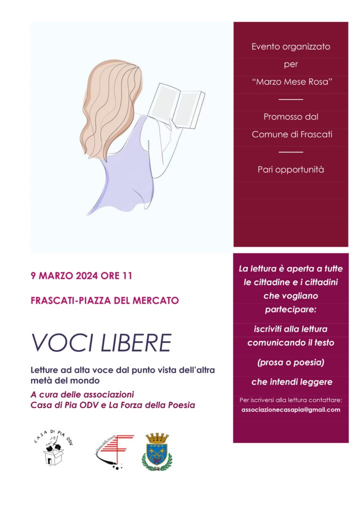 locandina evento voci libere 9 marzo 2024 frascati casa di pia